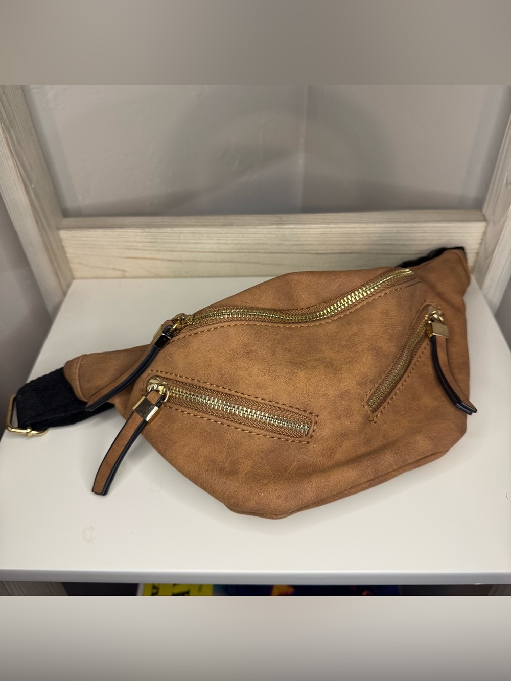 Tan Leatherette Waist Bag - Classic Hands-Free Carry